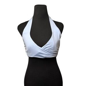 Heidi Klein Women Rectangle Plunge Bikini Top Swimwear Light Blue Underwire SZ S